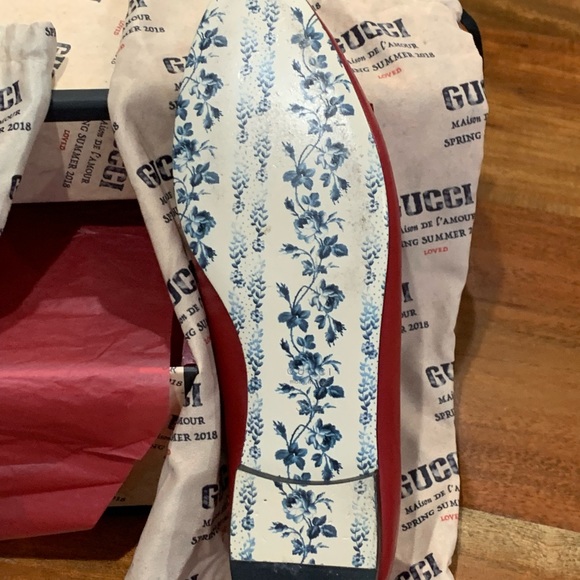 GUCCI Genuine Snakeskin Trim Ballet Flat 38.5 8.5 red - Picture 10 of 16